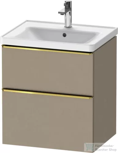 Duravit D-NEO 58,4x45,2 cm-es, 2 fiókos alsószekrény polírozott arany színű fogantyúval 236760, vagy 241260 mosdóhoz, matt len DE4359034750000