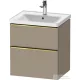 Duravit D-NEO 58,4x45,2 cm-es, 2 fiókos alsószekrény polírozott arany színű fogantyúval 236760, vagy 241260 mosdóhoz, matt len DE4359034750000