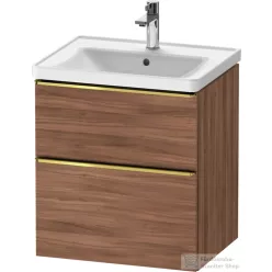   Duravit D-NEO 58,4x45,2 cm-es, 2 fiókos alsószekrény polírozott arany színű fogantyúval 236760, vagy 241260 mosdóhoz, matt dió DE4359034790000
