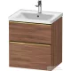 Duravit D-NEO 58,4x45,2 cm-es, 2 fiókos alsószekrény polírozott arany színű fogantyúval 236760, vagy 241260 mosdóhoz, matt dió DE4359034790000