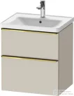 Duravit D-NEO 58,4x45,2 cm-es, 2 fiókos alsószekrény polírozott arany színű fogantyúval 236760, vagy 241260 mosdóhoz, matt taupe DE4359034910000