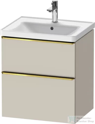 Duravit D-NEO 58,4x45,2 cm-es, 2 fiókos alsószekrény polírozott arany színű fogantyúval 236760, vagy 241260 mosdóhoz, matt taupe DE4359034910000