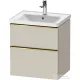 Duravit D-NEO 58,4x45,2 cm-es, 2 fiókos alsószekrény polírozott arany színű fogantyúval 236760, vagy 241260 mosdóhoz, matt taupe DE4359034910000