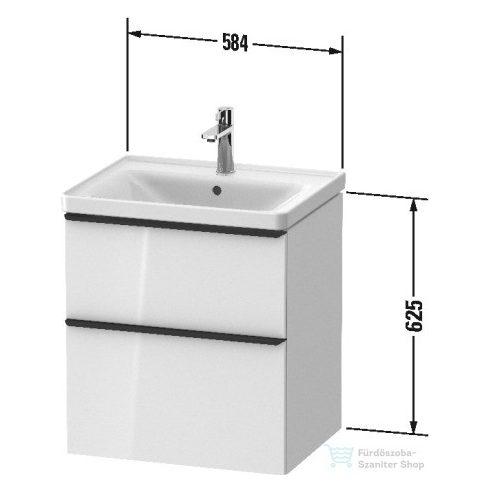 Duravit D-NEO 584x452 mm-es 2 fiókos függesztett szekrény 236760XXX mosdóhoz,Basalt Matt Decor DE4359043430000