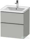 Duravit D-NEO 58,4x45,2 cm-es, 2 fiókos alsószekrény rozsdamentes acél színű fogantyúval 236760, vagy 241260 mosdóhoz, matt betonszürke DE4359070070000