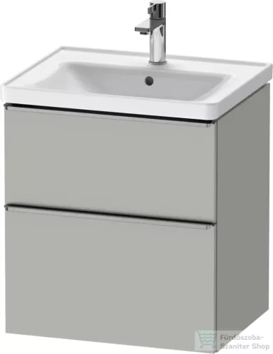 Duravit D-NEO 58,4x45,2 cm-es, 2 fiókos alsószekrény rozsdamentes acél színű fogantyúval 236760, vagy 241260 mosdóhoz, matt betonszürke DE4359070070000