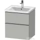 Duravit D-NEO 58,4x45,2 cm-es, 2 fiókos alsószekrény rozsdamentes acél színű fogantyúval 236760, vagy 241260 mosdóhoz, matt betonszürke DE4359070070000