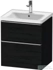 Duravit D-NEO 58,4x45,2 cm-es, 2 fiókos alsószekrény rozsdamentes acél színű fogantyúval 236760, vagy 241260 mosdóhoz, matt fekete tölgy DE4359070160000