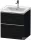 Duravit D-NEO 58,4x45,2 cm-es, 2 fiókos alsószekrény rozsdamentes acél színű fogantyúval 236760, vagy 241260 mosdóhoz, matt fekete tölgy DE4359070160000