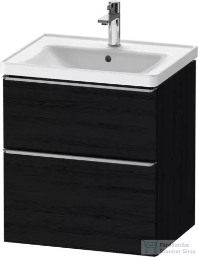 Duravit D-NEO 58,4x45,2 cm-es, 2 fiókos alsószekrény rozsdamentes acél színű fogantyúval 236760, vagy 241260 mosdóhoz, matt fekete tölgy DE4359070160000