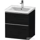 Duravit D-NEO 58,4x45,2 cm-es, 2 fiókos alsószekrény rozsdamentes acél színű fogantyúval 236760, vagy 241260 mosdóhoz, matt fekete tölgy DE4359070160000