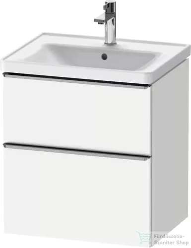 Duravit D-NEO 58,4x45,2 cm-es, 2 fiókos alsószekrény rozsdamentes acél színű fogantyúval 236760, vagy 241260 mosdóhoz, matt fehér DE4359070180000
