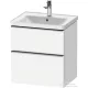 Duravit D-NEO 58,4x45,2 cm-es, 2 fiókos alsószekrény rozsdamentes acél színű fogantyúval 236760, vagy 241260 mosdóhoz, matt fehér DE4359070180000