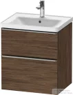 Duravit D-NEO 58,4x45,2 cm-es, 2 fiókos alsószekrény rozsdamentes acél színű fogantyúval 236760, vagy 241260 mosdóhoz, matt sötét dió DE4359070210000