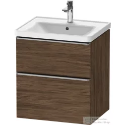   Duravit D-NEO 58,4x45,2 cm-es, 2 fiókos alsószekrény rozsdamentes acél színű fogantyúval 236760, vagy 241260 mosdóhoz, matt sötét dió DE4359070210000