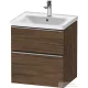 Duravit D-NEO 58,4x45,2 cm-es, 2 fiókos alsószekrény rozsdamentes acél színű fogantyúval 236760, vagy 241260 mosdóhoz, matt sötét dió DE4359070210000