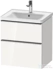 Duravit D-NEO 58,4x45,2 cm-es, 2 fiókos alsószekrény rozsdamentes acél színű fogantyúval 236760, vagy 241260 mosdóhoz, fényes fehér DE4359070220000