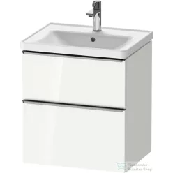   Duravit D-NEO 58,4x45,2 cm-es, 2 fiókos alsószekrény rozsdamentes acél színű fogantyúval 236760, vagy 241260 mosdóhoz, fényes fehér DE4359070220000