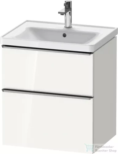 Duravit D-NEO 58,4x45,2 cm-es, 2 fiókos alsószekrény rozsdamentes acél színű fogantyúval 236760, vagy 241260 mosdóhoz, fényes fehér DE4359070220000