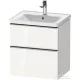 Duravit D-NEO 58,4x45,2 cm-es, 2 fiókos alsószekrény rozsdamentes acél színű fogantyúval 236760, vagy 241260 mosdóhoz, fényes fehér DE4359070220000