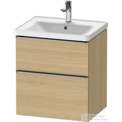   Duravit D-NEO 58,4x45,2 cm-es, 2 fiókos alsószekrény rozsdamentes acél színű fogantyúval 236760, vagy 241260 mosdóhoz, natúr tölgy DE4359070300000