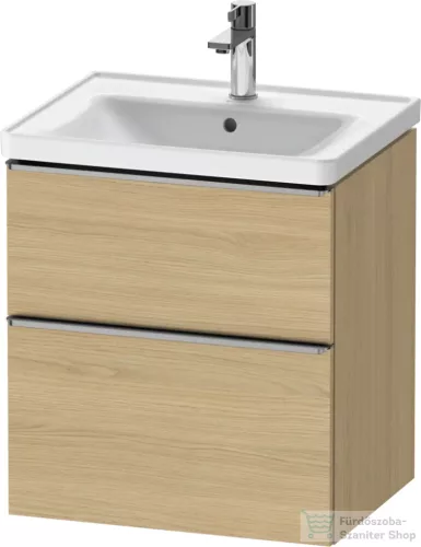Duravit D-NEO 58,4x45,2 cm-es, 2 fiókos alsószekrény rozsdamentes acél színű fogantyúval 236760, vagy 241260 mosdóhoz, natúr tölgy DE4359070300000