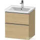 Duravit D-NEO 58,4x45,2 cm-es, 2 fiókos alsószekrény rozsdamentes acél színű fogantyúval 236760, vagy 241260 mosdóhoz, natúr tölgy DE4359070300000