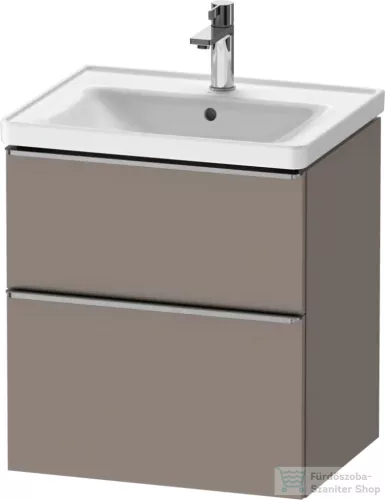 Duravit D-NEO 58,4x45,2 cm-es, 2 fiókos alsószekrény rozsdamentes acél színű fogantyúval 236760, vagy 241260 mosdóhoz, matt bazalt DE4359070430000