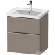 Duravit D-NEO 58,4x45,2 cm-es, 2 fiókos alsószekrény rozsdamentes acél színű fogantyúval 236760, vagy 241260 mosdóhoz, matt bazalt DE4359070430000