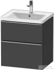Duravit D-NEO 58,4x45,2 cm-es, 2 fiókos alsószekrény rozsdamentes acél színű fogantyúval 236760, vagy 241260 mosdóhoz, matt antaracit DE4359070490000