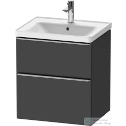   Duravit D-NEO 58,4x45,2 cm-es, 2 fiókos alsószekrény rozsdamentes acél színű fogantyúval 236760, vagy 241260 mosdóhoz, matt antaracit DE4359070490000