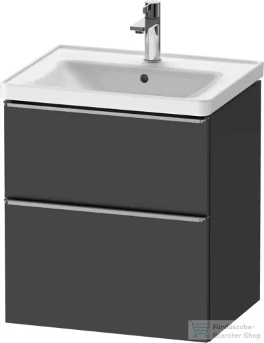 Duravit D-NEO 58,4x45,2 cm-es, 2 fiókos alsószekrény rozsdamentes acél színű fogantyúval 236760, vagy 241260 mosdóhoz, matt antaracit DE4359070490000