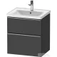 Duravit D-NEO 58,4x45,2 cm-es, 2 fiókos alsószekrény rozsdamentes acél színű fogantyúval 236760, vagy 241260 mosdóhoz, matt antaracit DE4359070490000