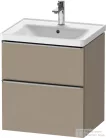 Duravit D-NEO 58,4x45,2 cm-es, 2 fiókos alsószekrény rozsdamentes acél színű fogantyúval 236760, vagy 241260 mosdóhoz, matt len DE4359070750000