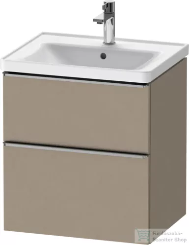 Duravit D-NEO 58,4x45,2 cm-es, 2 fiókos alsószekrény rozsdamentes acél színű fogantyúval 236760, vagy 241260 mosdóhoz, matt len DE4359070750000