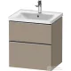 Duravit D-NEO 58,4x45,2 cm-es, 2 fiókos alsószekrény rozsdamentes acél színű fogantyúval 236760, vagy 241260 mosdóhoz, matt len DE4359070750000