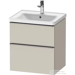   Duravit D-NEO 58,4x45,2 cm-es, 2 fiókos alsószekrény rozsdamentes acél színű fogantyúval 236760, vagy 241260 mosdóhoz, matt taupe DE4359070910000
