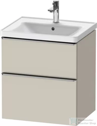 Duravit D-NEO 58,4x45,2 cm-es, 2 fiókos alsószekrény rozsdamentes acél színű fogantyúval 236760, vagy 241260 mosdóhoz, matt taupe DE4359070910000