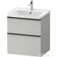 Duravit D-NEO 58,4x45,2 cm-es, 2 fiókos alsószekrény fekete fogantyúval 236760, vagy 241260 mosdóhoz, matt betonszürke DE43590BD070000