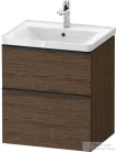 Duravit D-NEO 58,4x45,2 cm-es, 2 fiókos alsószekrény fekete fogantyúval 236760, vagy 241260 mosdóhoz, matt sötét dió DE43590BD210000