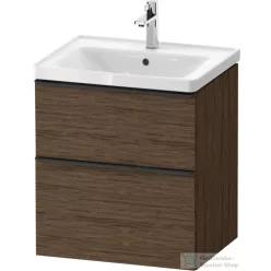   Duravit D-NEO 58,4x45,2 cm-es, 2 fiókos alsószekrény fekete fogantyúval 236760, vagy 241260 mosdóhoz, matt sötét dió DE43590BD210000