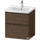 Duravit D-NEO 58,4x45,2 cm-es, 2 fiókos alsószekrény fekete fogantyúval 236760, vagy 241260 mosdóhoz, matt sötét dió DE43590BD210000