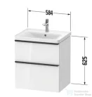 Duravit D-NEO 58,4x45,2 cm-es, 2 fiókos alsószekrény fekete fogantyúval 236760, vagy 241260 mosdóhoz, matt sötét dió DE43590BD210000