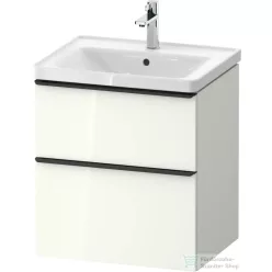   Duravit D-NEO 58,4x45,2 cm-es, 2 fiókos alsószekrény fekete fogantyúval 236760, vagy 241260 mosdóhoz, fényes fehér DE43590BD220000