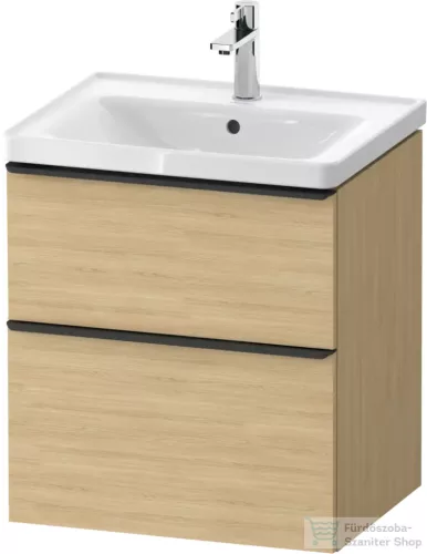 Duravit D-NEO 58,4x45,2 cm-es, 2 fiókos alsószekrény fekete fogantyúval 236760, vagy 241260 mosdóhoz, natúr tölgy DE43590BD300000
