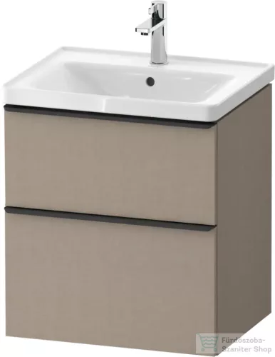 Duravit D-NEO 58,4x45,2 cm-es, 2 fiókos alsószekrény fekete fogantyúval 236760, vagy 241260 mosdóhoz, matt len DE43590BD750000