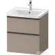 Duravit D-NEO 58,4x45,2 cm-es, 2 fiókos alsószekrény fekete fogantyúval 236760, vagy 241260 mosdóhoz, matt len DE43590BD750000