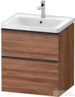 Duravit D-NEO 58,4x45,2 cm-es, 2 fiókos alsószekrény fekete fogantyúval 236760, vagy 241260 mosdóhoz, matt dió DE43590BD790000