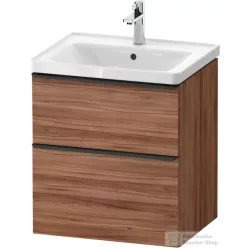   Duravit D-NEO 58,4x45,2 cm-es, 2 fiókos alsószekrény fekete fogantyúval 236760, vagy 241260 mosdóhoz, matt dió DE43590BD790000