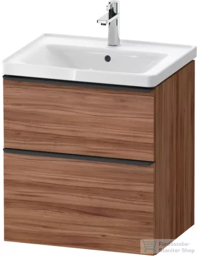 Duravit D-NEO 58,4x45,2 cm-es, 2 fiókos alsószekrény fekete fogantyúval 236760, vagy 241260 mosdóhoz, matt dió DE43590BD790000